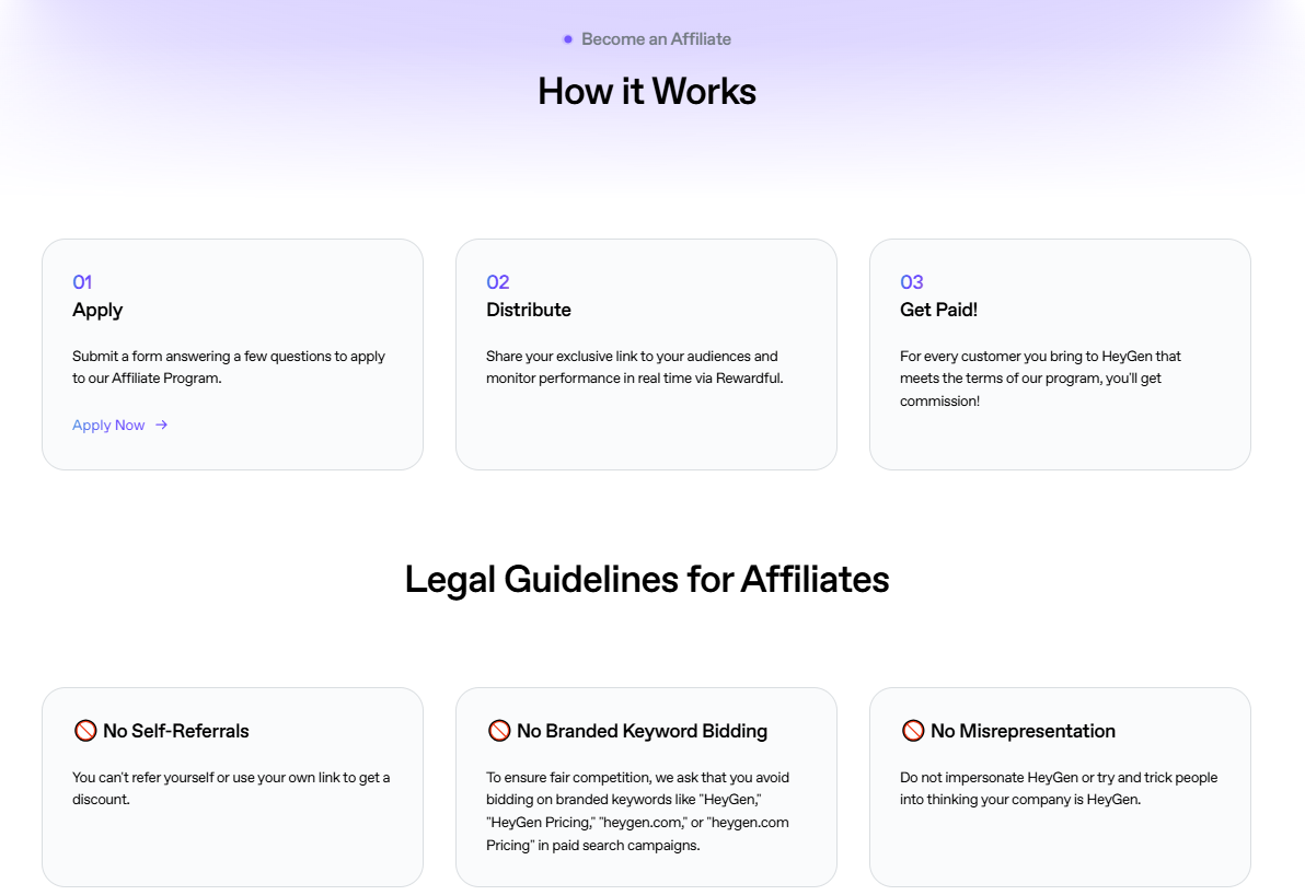 Heygen affiliate dashboard displaying recurring commission potential